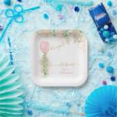 Girl Balloon Eucalyptus Gold Glitzer Baby Showroom Pappteller (Party)