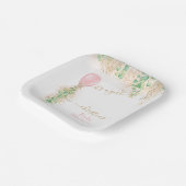 Girl Balloon Eucalyptus Gold Glitzer Baby Showroom Pappteller (Gewinkelt)