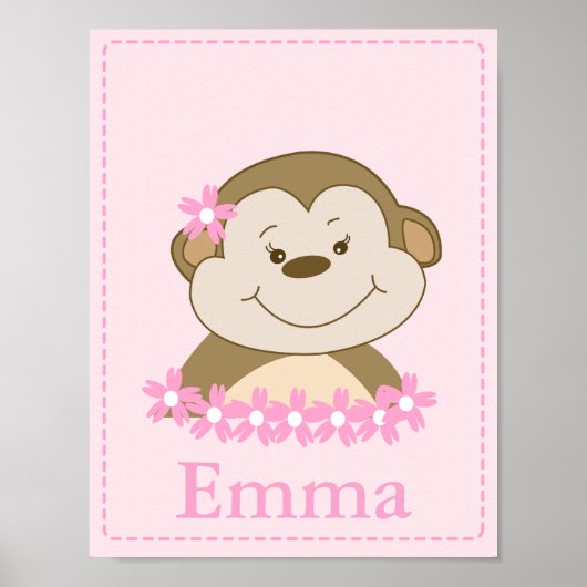 GIRL Bambino Affe Kinderzimmer Zimmer Babyausdruck Poster (Vorne)