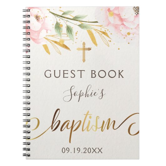 Girl Baptisc Floral Guest Book Notizblock (Vorderseite)
