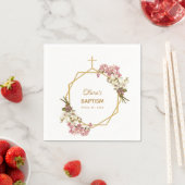 Girl Baptisc floral Orchids Gold Geometric Modern Serviette (Beispiel)