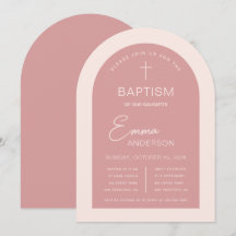 Girl Baptisk Pink Arch Moderne Script Dusty Rose