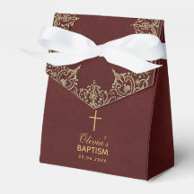 Girl Baptism Burgundy Gold Vintag Elegantes Script