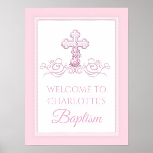 Girl Baptism Christening Erste Kommunion Zeichen Poster (Vorne)