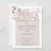 Girl Baptism Einladung in Spanisch Boho (Vorderseite)