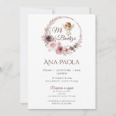 Girl Baptism Einladung in Spanisch Boho (Vorderseite)