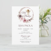 Girl Baptism Einladung in Spanisch Boho (Stehend Vorderseite)