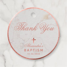 Girl Baptism Elegante Rose Gold Marmor Vielen Dank