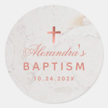 Girl Baptism Imitate Rose Gold Marmor Elegantes Sc
