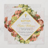 Girl Baptisnationen Goldmarmor-Kalligraphie Einladung (Vorne/Hinten)