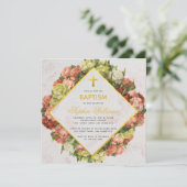 Girl Baptisnationen Goldmarmor-Kalligraphie Einladung (Stehend Vorderseite)