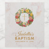 Girl Baptisse Blumenmarmorkreuz in Rose Kranz Weinetikett (Einzelnes Label)