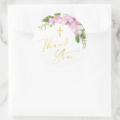 Girl Baptisse Blush Pink Blume Groß Vielen Dank Runder Aufkleber (Tasche)