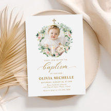 Girl Baptisse Christening Floral Foto
