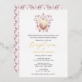 Girl Baptisse Einladung Dusty Rose Wappen