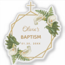 Girl Baptisse Floral Gold Calla Lilies Geometric