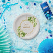 Girl Baptisse Floral Lilies Gold Marble Geometric Pappteller (Party)