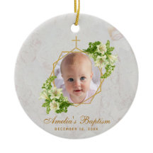 Girl Baptisse Foto White Lilies Marble Gold Floral