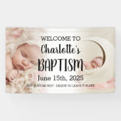 Girl Baptisse Welcome Sign Kid Foto Collage Banner (Horizontal)