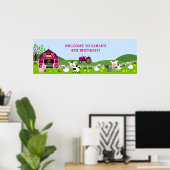 Girl Barnyard Farm Animals Geburtstagsbanner Poster (Heimbüro)