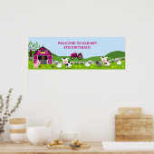 Girl Barnyard Farm Animals Geburtstagsbanner Poster (Küche)