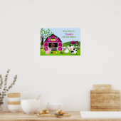 Girl Barnyard Farm Animals Geburtstagspopster Poster (Küche)
