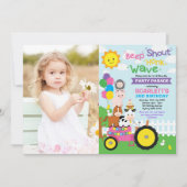 Girl Barnyard Farm Drive by Birthday Party Parade Einladung (Vorderseite)