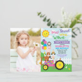 Girl Barnyard Farm Drive by Birthday Party Parade Einladung (Stehend Vorderseite)