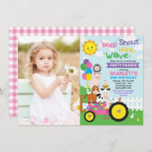 Girl Barnyard Farm Drive by Birthday Party Parade Einladung (Vorne/Hinten)