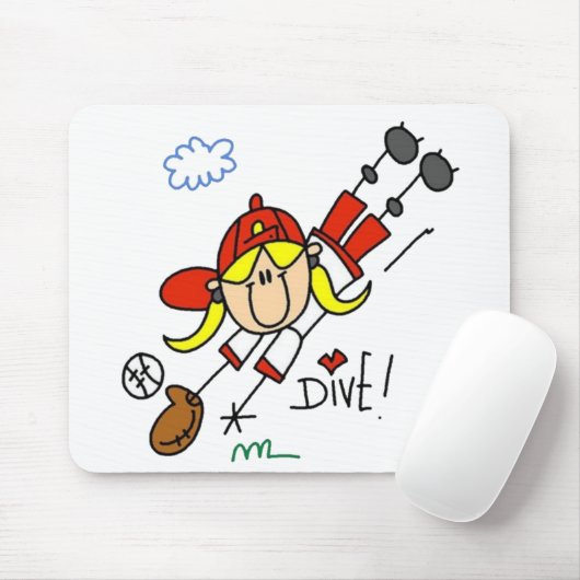 Girl Baseball Player Strichmännchen Mousepad (Mit Mouse)
