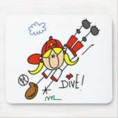 Girl Baseball Player Strichmännchen Mousepad (Vorne)