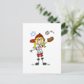 Girl Baseball Player Tshirts und Geschenke Postkarte (Stehend Vorderseite)