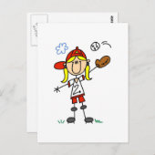 Girl Baseball Player Tshirts und Geschenke Postkarte (Vorne/Hinten)
