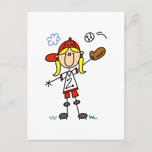 Girl Baseball Player Tshirts und Geschenke Postkarte (Vorderseite)