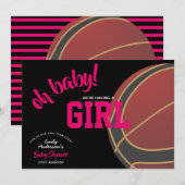 GIRL Baseketball Babydusche Pink Black Invites Einladung (Vorne/Hinten)