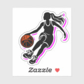 Girl Basketball Dribbling Silhouette Sticker (Blatt)