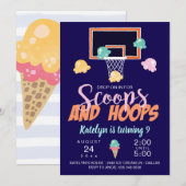 Girl Basketball Einladung von Scoops und Hoops (Vorne/Hinten)