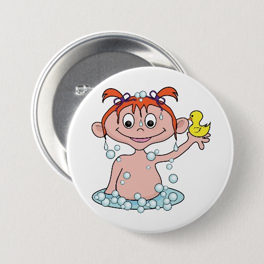 Girl Bath Time Fun mit Rubber Duck und Blasen Button (Vorne & Hinten)
