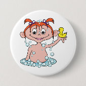 Girl Bath Time Fun mit Rubber Duck und Blasen Button (Vorderseite)