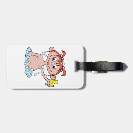 Girl Bath Time Fun mit Rubber Duck und Blasen Gepäckanhänger (Rückseite horizontal)