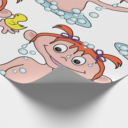 Girl Bath Time Fun mit Rubber Duck und Blasen Geschenkpapier