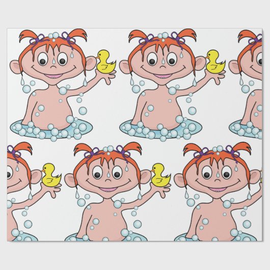 Girl Bath Time Fun mit Rubber Duck und Blasen Geschenkpapier (Flach)
