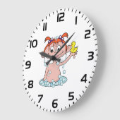 Girl Bath Time Fun mit Rubber Duck und Blasen Große Wanduhr (Winkel)