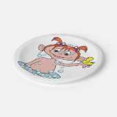 Girl Bath Time Fun mit Rubber Duck und Blasen Pappteller (Schrägansicht)