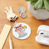 Girl Bath Time Fun mit Rubber Duck und Blasen Schlüsselanhänger