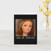 Girl Be Serious Puppen Gesicht Meme Weird Funny Un Karte (Gelbe Blume)