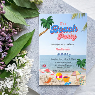Girl Beach Party Geburtstag, Sommerstrand Geburtst Einladung