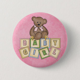 Girl Bear Baby Blocks Button