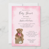 Girl Bear Baby Dusche by Mail Einladung (Vorderseite)