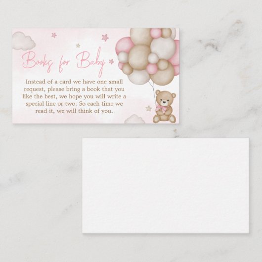 Girl Bear Balloon Baby Showbücher für Baby Begleitkarte (Vorne/Hinten)